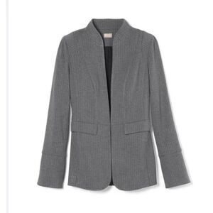 Chico's Classic Fit Blazer Ponte Long Sleeves Striped  Gray Sz 2 (12/14)